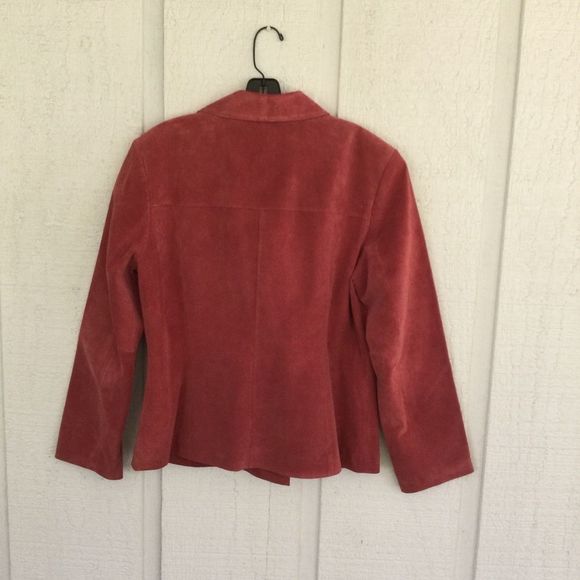Bernardo Double Breasted Suede Leather Jacket Size 12 Women Long Sleeve Button - Picture 4 of 13